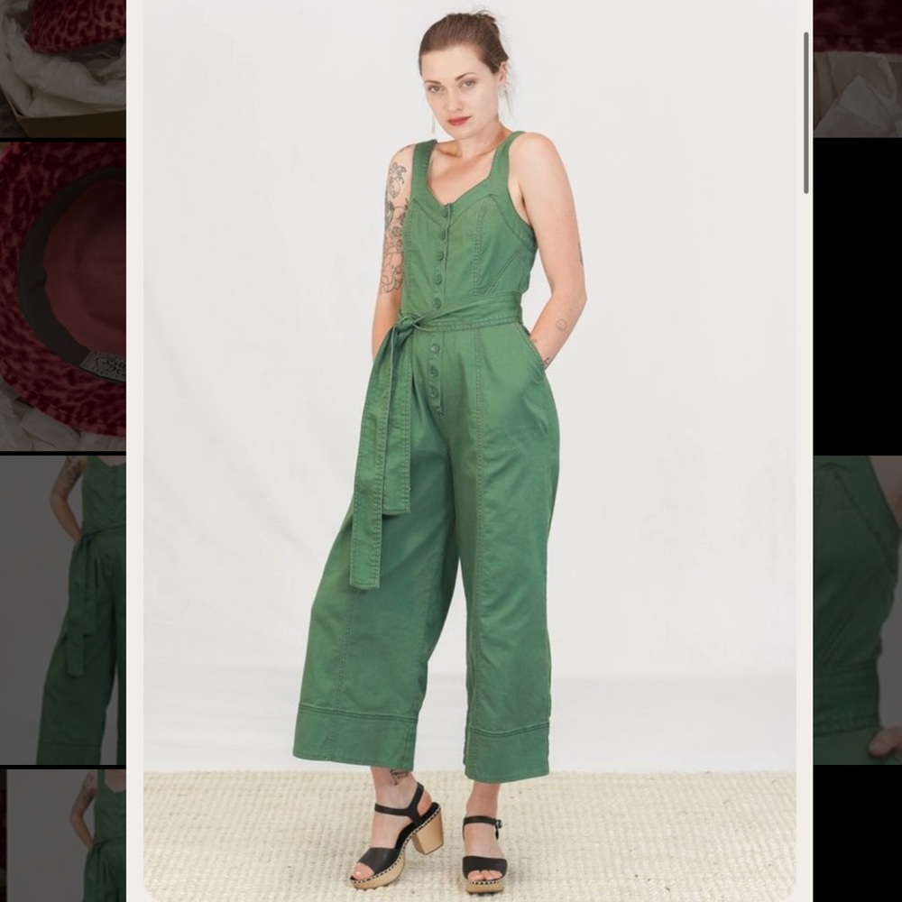 Ulla Johnson Robbie Denim Jumpsuit in Pine